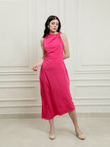 Women's Fuchsia Casual Midi Dress