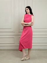 Women's Fuchsia Casual Midi Dress