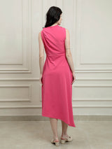 Women's Fuchsia Casual Midi Dress
