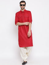 Men's Maroon Festive Ethnic Full Sleeves Kurta