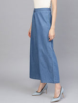 Women's Blue Casual Solid Regular Fit Pants