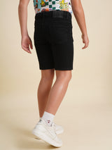 Boys Black Casual Regular Fit Shorts