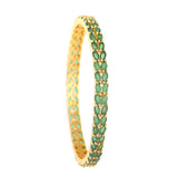 Women's Gold Plated Leafy Designer Bangles with Green American Diamonds