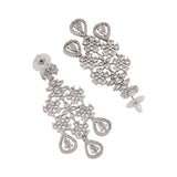 Women's Rhodium Plated CZ Snow Flakes Chandelier Long Earrings
