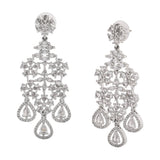 Women's Rhodium Plated CZ Snow Flakes Chandelier Long Earrings