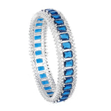 Women's Rhodium Plated Blue American Diamond Bangles |Glamour and Elegance