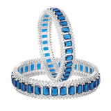 Women's Rhodium Plated Blue American Diamond Bangles |Glamour and Elegance