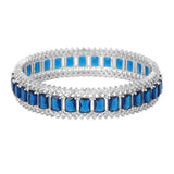 Women's Rhodium Plated Blue American Diamond Bangles |Glamour and Elegance