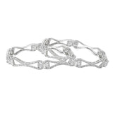 Women's Rhodium Plated White American Diamond Bangles |Exclusive Designer Jewelry