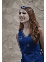 Women's Navy Casual Regular Fit Printed Kurta Set