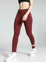 Womens Red Solid Ankle Length Legging