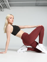 Womens Red Solid Ankle Length Legging