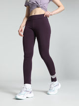 Womens Purple Solid Ankle Length Legging