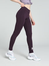 Womens Purple Solid Ankle Length Legging