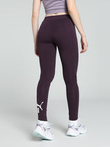 Womens Purple Solid Ankle Length Legging
