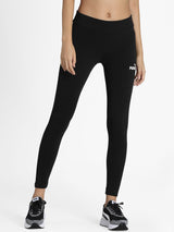 Womens Black Solid Ankle Length Leggings