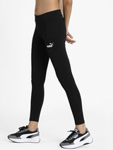 Womens Black Solid Ankle Length Leggings