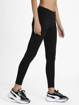 Womens Black Solid Ankle Length Leggings