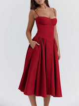 Women's Red Party Relaxed Fit Solid Dress