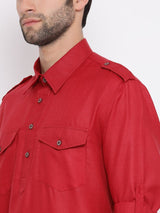 Men's Maroon Festive Ethnic Full Sleeves Kurta