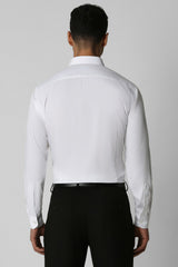 Men's White Party Slim Fit Solid Full Sleeves Shirt
