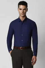 Men's Blue Party Slim Fit Solid Full Sleeves Shirt