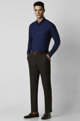 Men's Blue Party Slim Fit Solid Full Sleeves Shirt