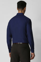 Men's Blue Party Slim Fit Solid Full Sleeves Shirt