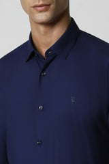 Men's Blue Party Slim Fit Solid Full Sleeves Shirt