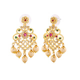 Women's Gold Plated CZ Dangle Earrings with Pearl and Multicolor Crystals