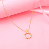 Women's Gold Plated CZ Round White Candy Pendant with Chain