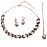 Women's and Girls Eye-Catchy Round and Paisley Design Gold Plated Choker Necklace Set with Maangikka