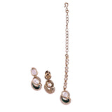 Women's and Girls Eye-Catchy Round and Paisley Design Gold Plated Choker Necklace Set with Maangikka