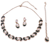 Women's and Girls Eye-Catchy Round and Paisley Design Gold Plated Choker Necklace Set with Maangikka