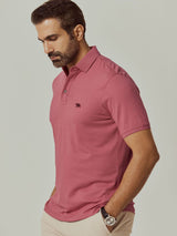 Men's Pink Casual Regular Fit Solid Half Sleeves Polo Tshirt