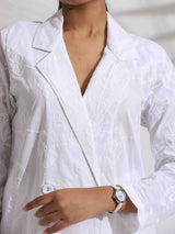 Women's White Casual Printed Co-ords Set