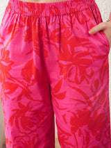 Women's Magenta Floral Shirt With Lounge Pants