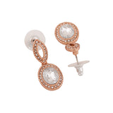 Women's Rose Gold Plated Sparkling Drop Earrings with White Crystals