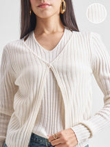 Women's Off White Casual Self-Design Full Sleeves Sweater