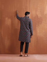 Men's Black Festive Printed Regular Fit Full Sleeves Kurta