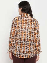 Women's Multicolor Casual Full Sleeve Printed Shirt With Cuff Sleeves