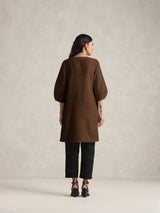 Women's Brown Cotton Blend Short Kurta