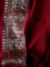 Women's Red Silk Georgette Saree with Blouse Piece