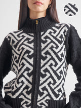 Women's Black Casual Striped Full Sleeves Sweater