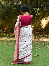 Women's White Pure Cotton Saree