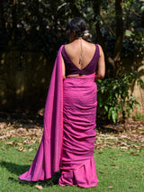 Women's Pink Cotton Blend Saree