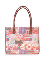 Women's Multicolor Vegan Leather Finish Tote Bag - 17.5L