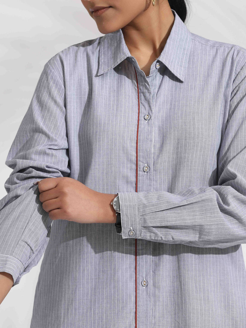 Women's Grey Casual Striped Dress