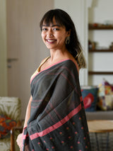 Women's Black Pure Cotton Saree