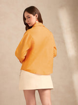 Women's Orange Oversized All Over Embellishment Printed Shirt